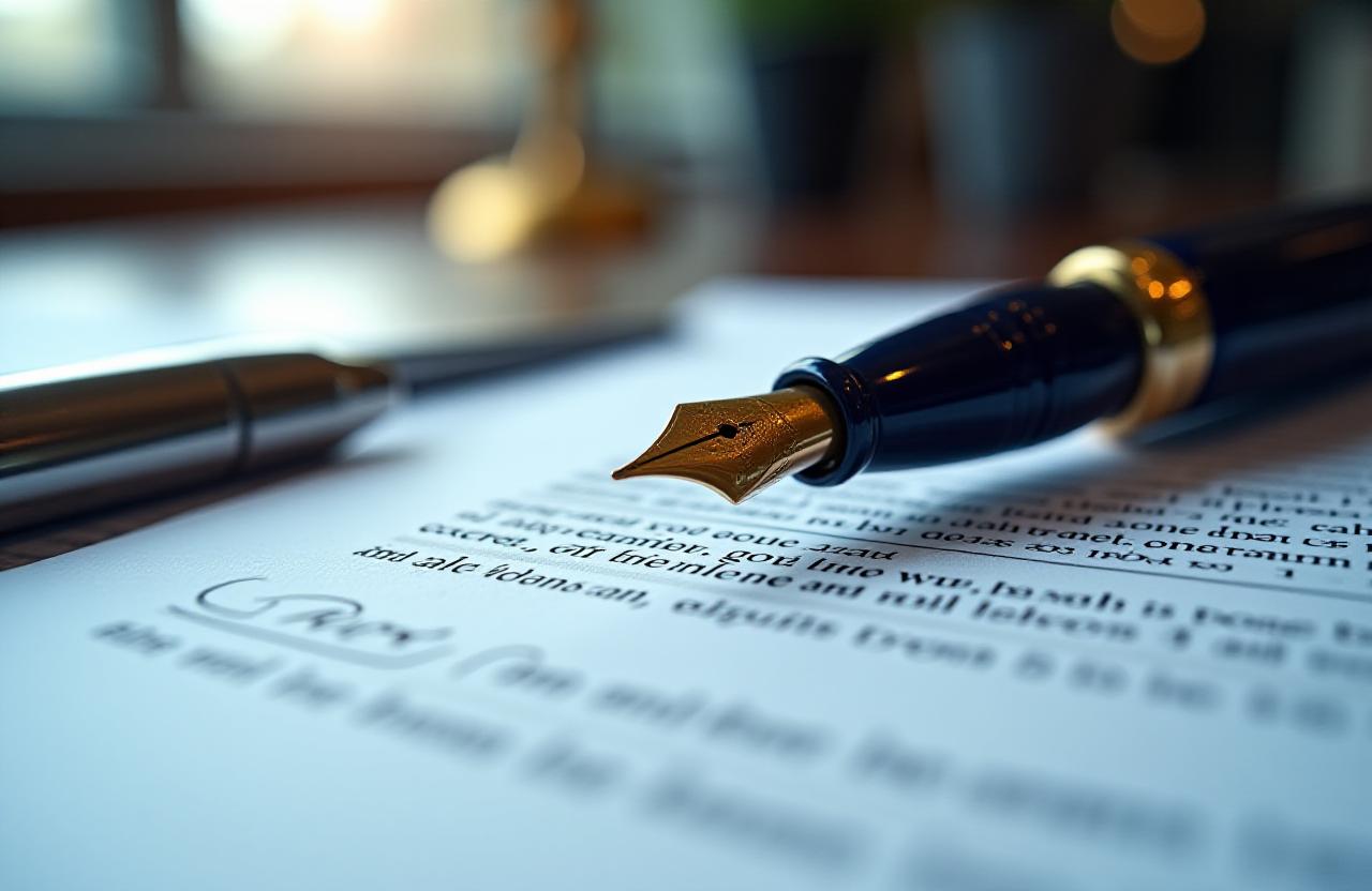 Precision legal documents on a modern desk in London